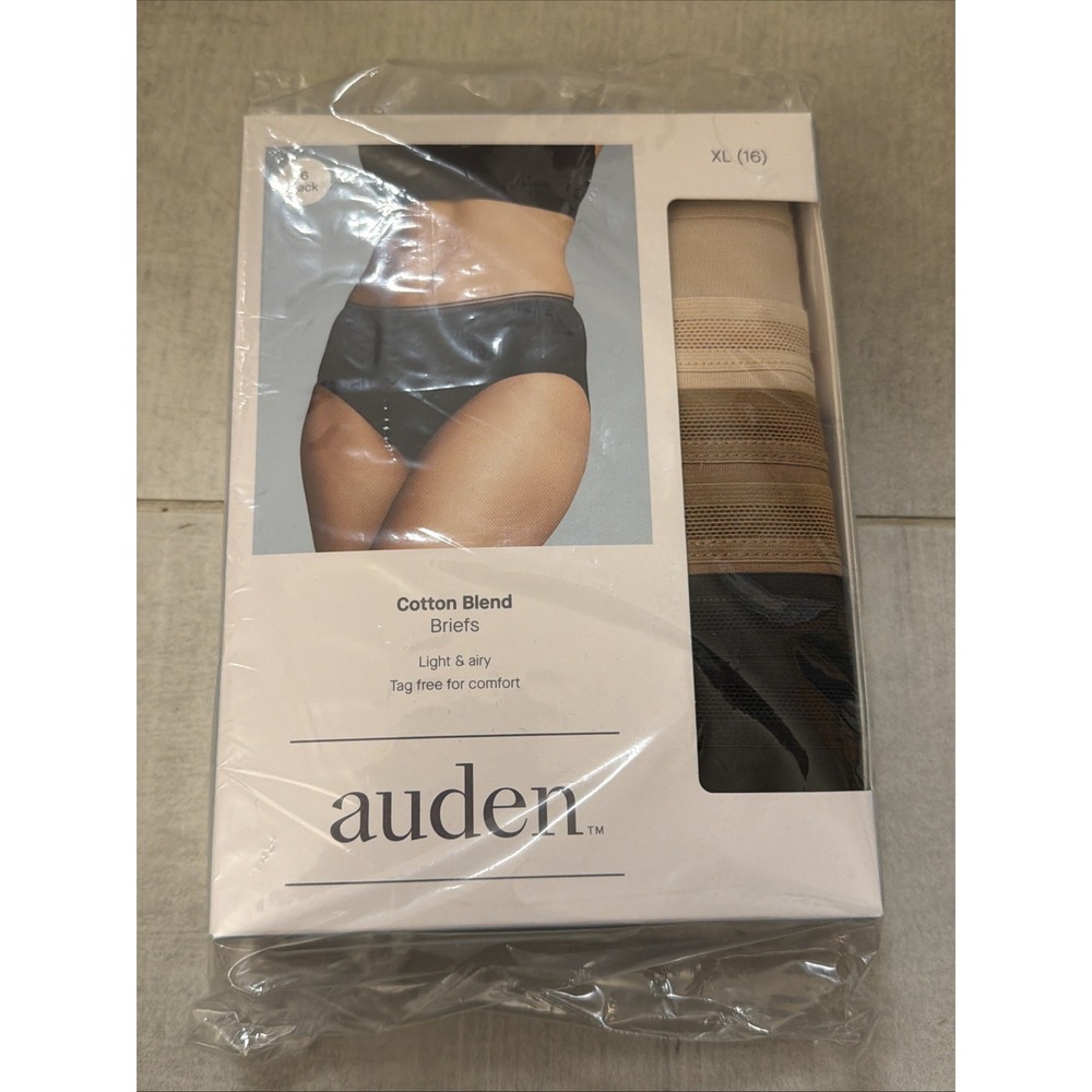 Auden Cotton Blend Briefs Light & Airy Tagfree 6 Pack XL 16 Multicolor Mid Rise